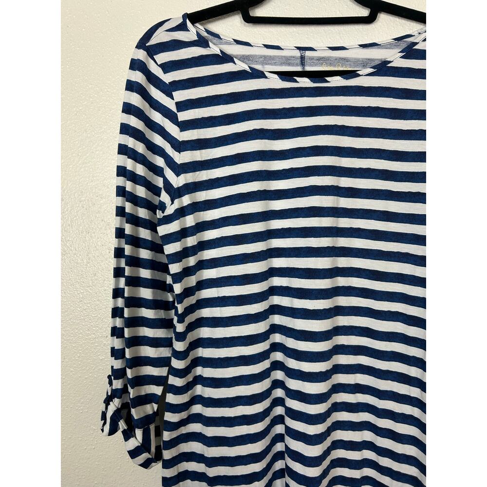 Lilly Pulitzer Marlowe Watercolor Striped Dress Navy Large Nautical Coastal - Picture 5 of 10